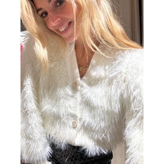 Fluffy vestje - Glitter - Off White - Onesize