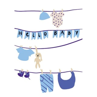 Context Cards Gevouwen Kaart- La Vie Est Belle Hello Baby Blauw
