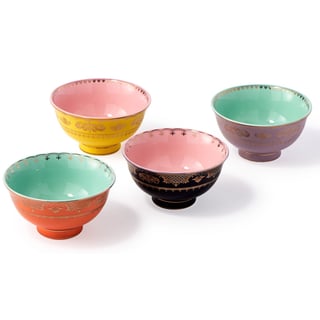 Schaaltjes Grandpa Bowl Multicolor Porselein 12x6cm Set Van 4