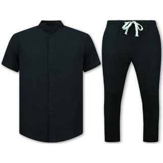 Linnen Zomerset Heren - Linnen Twinset - Linnen Overhemd Heren - Zomer Broek Heren - MG-012 - Zwart
