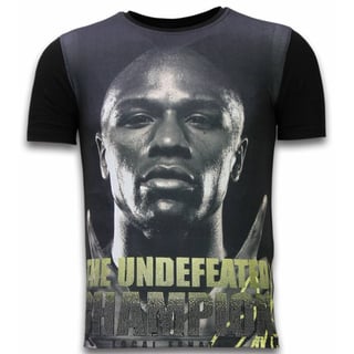 The Undefeated Champion - Digital Rhinestone T-Shirt - Zwart