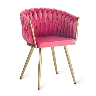 Eetkamerstoel Fuchsia Geweven Fluweel 56x62x68cm Gouden Poten