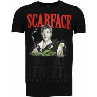 Scarface Boss - Rhinestone T-Shirt - Zwart