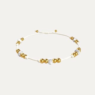 White Bracelet - Miyuki beads Gold - OneSize