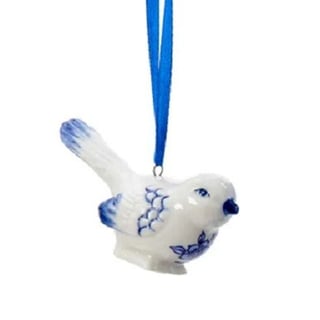 Kerstbal Delftsblauwe Vogel Porselein A