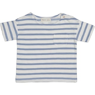 OCEAN- Striped Slub cot.T-Shirt - Blue