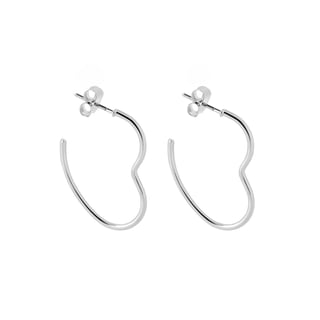 Gold Plated Open Heart Earrings - Silver Plated