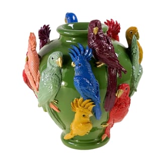 Vaas Papegaaien Groen Multicolor 23x26cm