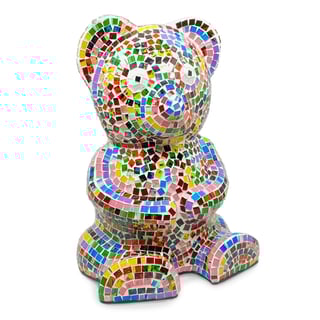 Beeld Design Beer Multicolor Mozaïek Glas 25x38cm