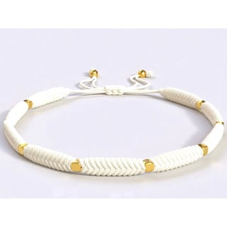 White leather beads Bracelet - OneSize