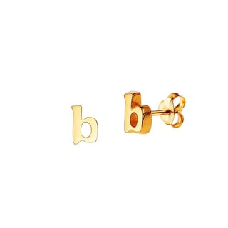 Gold Plated Stud Earring Letter h - Gold Plated Sterling Silver / b