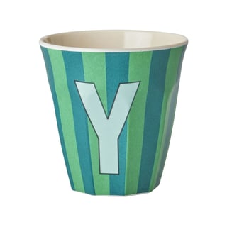 RICE Melamine Beker Letter Y Blauwe Thema Strepen
