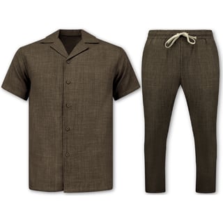 Linnen Twinset - Linnen Zomerset Heren - Linnen Overhemd Heren - Linnen Broek Heren - MG-011 - Bruin