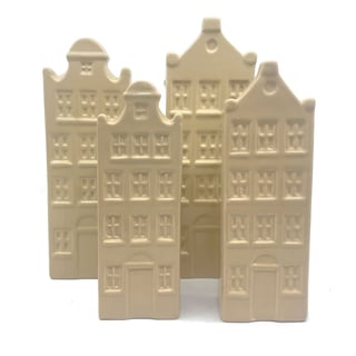 Vaasjes Grachtenhuis Beige Set/2 in 3 Maten