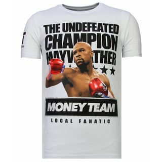 Money Team Champ - Rhinestone T-Shirt - Wit