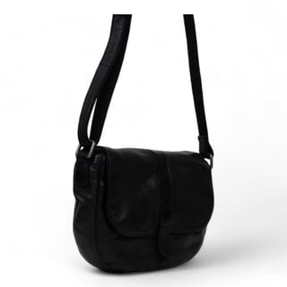 DSTRCT Leather Harrington Road Crossbody Shoulder Bag - Black