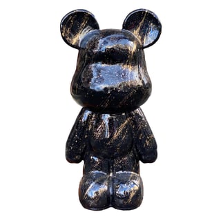 Beeld Design Teddy Beer Zwart Splash Goud 26x47cm