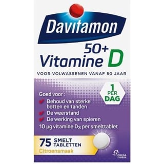 Davitamon Vitamine D 50+ Voedingssupplement Met Vitamine D Voor 50 Plussers - Smelttabletten 75 Stuks
