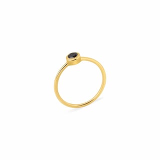 Silver Ring with Black Onyx - Size 5 / Gold Plated Silver / Black Onyx