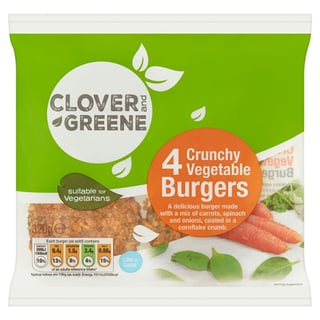 Clover and Greene 4 Crunchy Vegetarian Burgers 320g