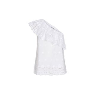 Co'Couture Annie Anglaise Asym Top - White