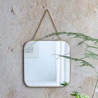 Spiegeltje Vierkant Aan Hanger Antiek Goud 21x21cm