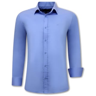 Luxe Blanco Heren Overhemden Lange Mouw - Slim Fit - 3082 - Blauw