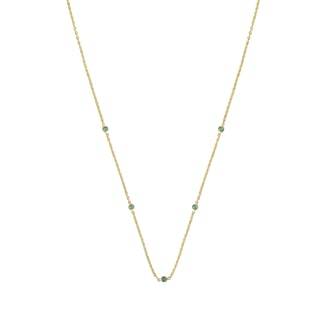 Gold Plated Necklace Small Green Onyx stones