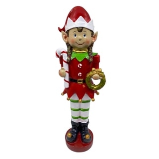 Beeld Kerst Elf Meisje Krans Multicolor 12x38cm