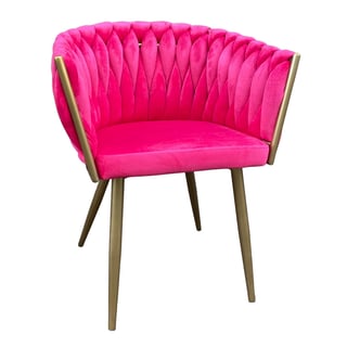 Eetkamerstoel Fuchsia Geweven Fluweel 61x62x68cm Gouden Poten