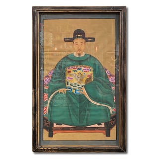 Schilderij Chinese Voorouder Steek Groen Multi 56x91cm Ingelijst