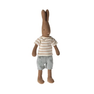 Rabbit Size 1, Chocolate Brown - Striped Blouse and Shorts