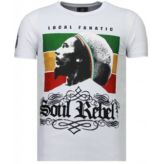 Soul Rebel Bob Marley - Rhinestone T-Shirt - Wit