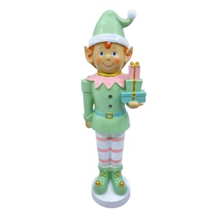 Beeld Kerst Elf Jongen Kado Pastel 12x38cm