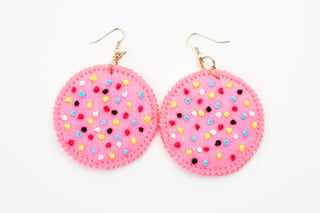 Embroidery Earrings Pink Dots