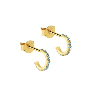 Aquamarine Hoop Earrings Gold Plated - Aquamarine / 18K Gold Plated 925 Sterling Silver