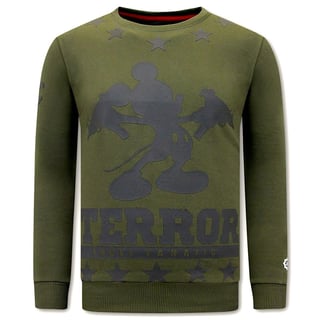Heren Sweater Met Print - Terror Mouse - Groen