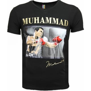 T-Shirt - Muhammad Ali Glossy Print - Zwart