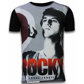 Rocky Balboa - Digital Rhinestone T-Shirt - Zwart