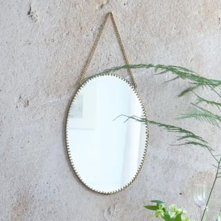 Spiegeltje Ovaal Aan Hanger Antiek Goud 16x23cm