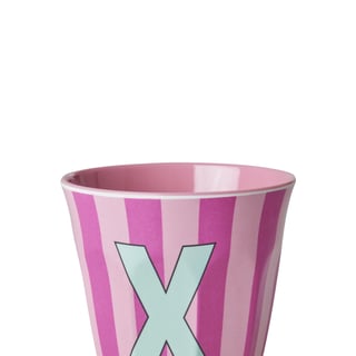 RICE Melamine Beker Letter X Roze Thema Strepen