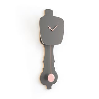 Kies Zelf Je Wand Kloq - Steen Grijs - Kloq Maat: L - Kloq Slinger/wijzer Kleur: Perzik Pastel