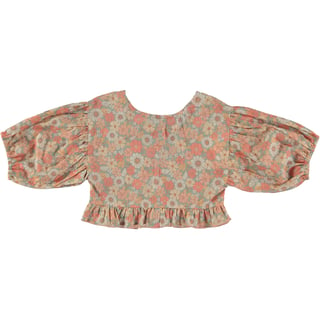 Tocoto Vintage 3/4 Sleeve Blouse With Flower Print Pink