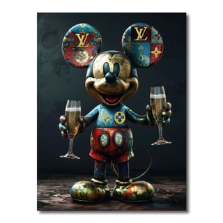Glasschilderij Louis Vutton Mickey Champagne 60x80cm