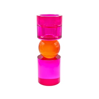 Kandelaar Votief Fuchsia-Oranje Kristal Glas 5x15cm