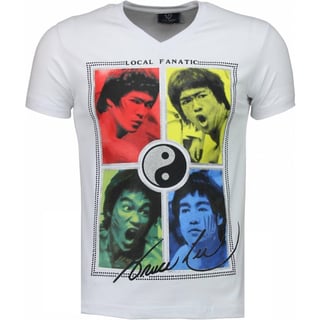 Bruce Lee Ying Yang - T-Shirt - Wit
