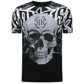 Skull - Rhinestone T-Shirt - 7983 - Zwart