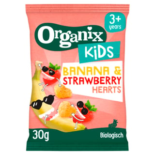 Organix Kids Bio Banaan & Aardbei Hartjes 3+j
