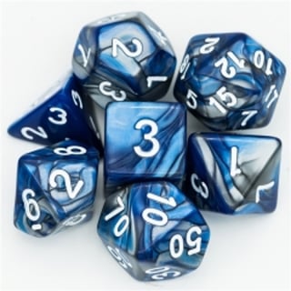 Dice Poly Mixed Blue&Silver