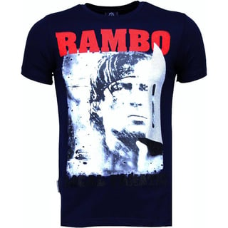 Rambo - Rhinestone T-Shirt - Navy